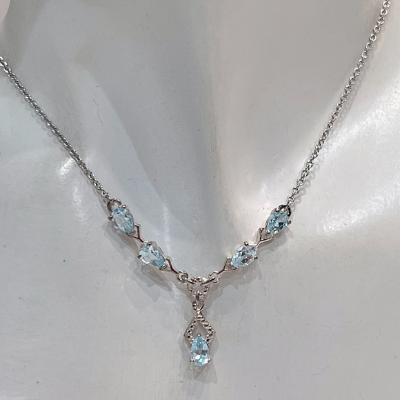 Sky Blue Topaz Sterling Silver Y Drop Necklace - Picture 6 of 10
